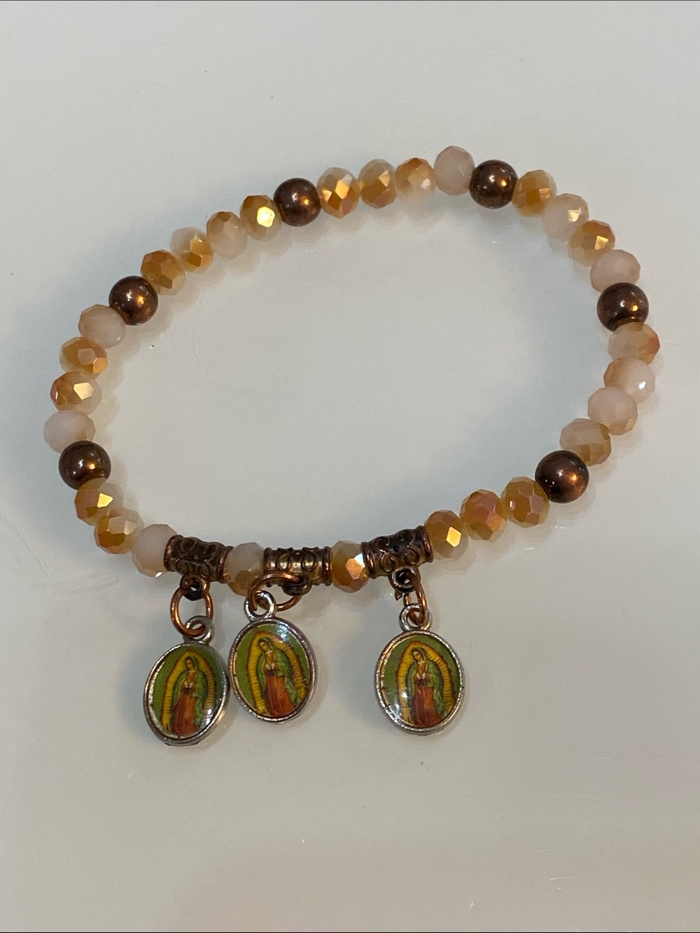 Religious glass beaded bracelet